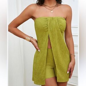 SHEIN Olive Green Women's Bike Shorts Set